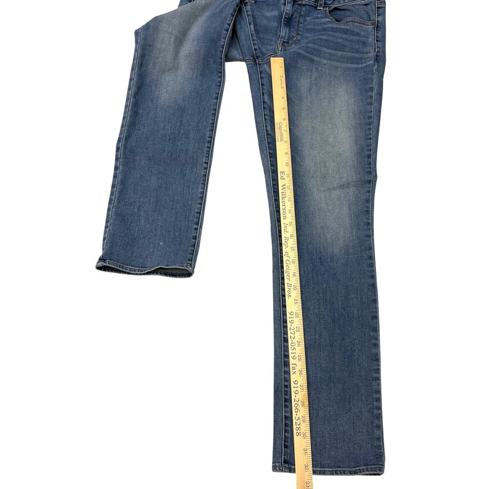 American Eagle Jeans Women Size 14 Long Blue Straight Stretch Distressed Casual - Picture 6 of 8